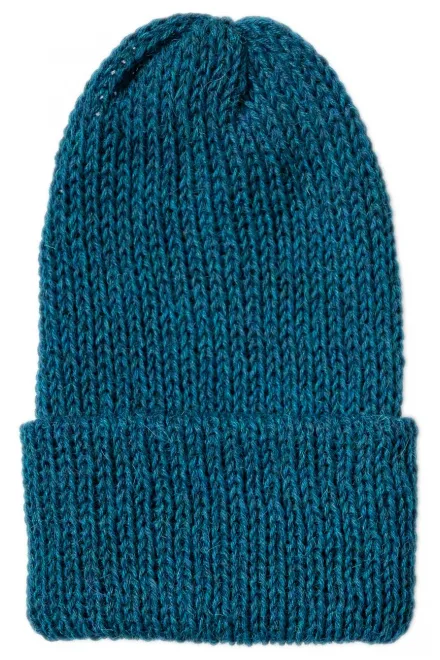 Zimní čepice z vlny z alpaky, petrol blue